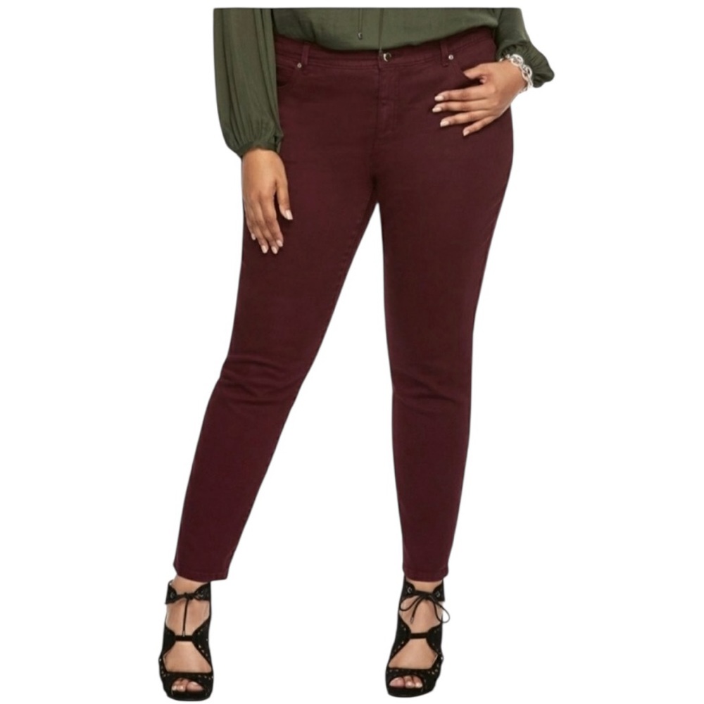 Jennifer Lopez Dark Plum Mid Rise Super Skinny Jeans - Size 8